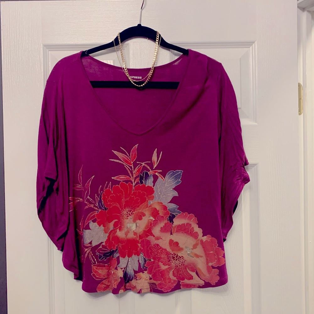 Floral top with dolman sleeves